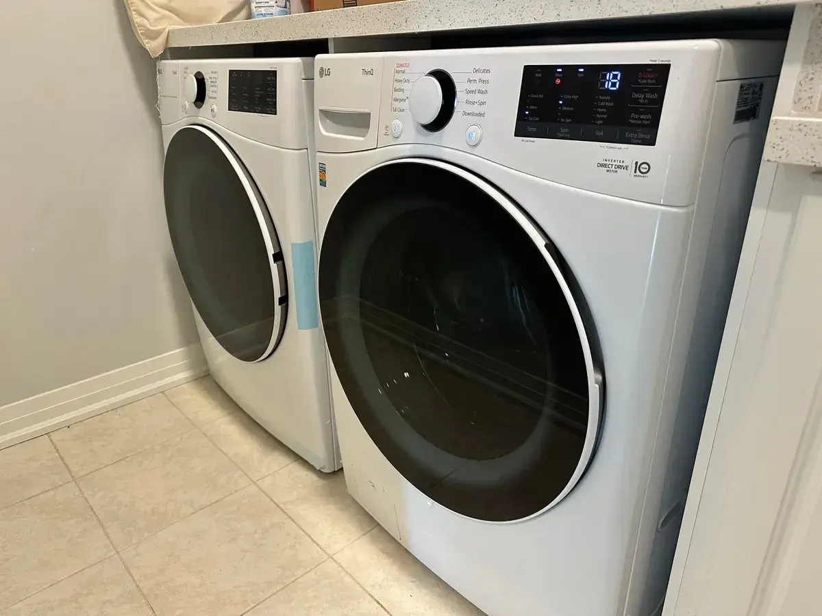 LG front-load washer and dryer pair installed side by side